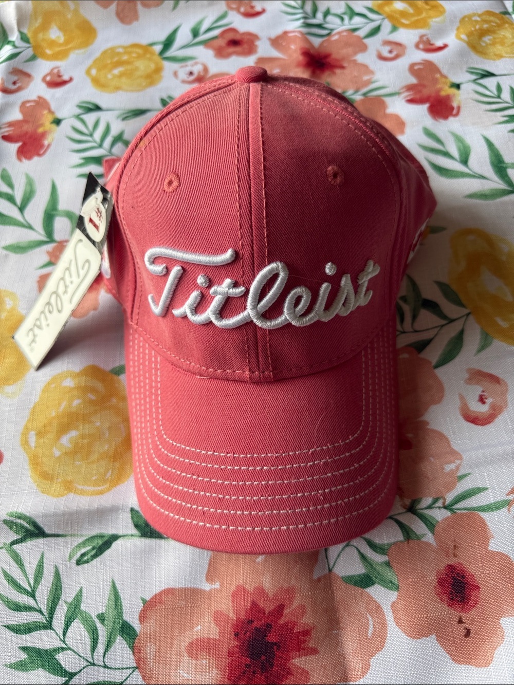 Titleist Coral Red Baseball Cap with White Script